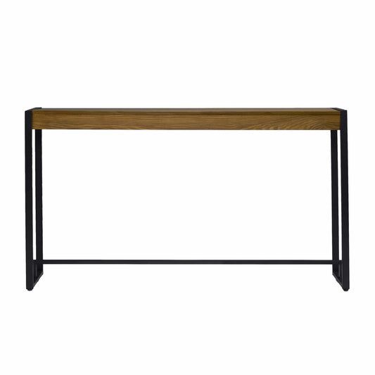 54" Gray Brown and Black Distressed Sled Console Table - Homeroots