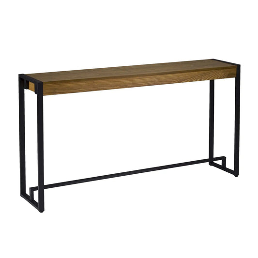 54" Gray Brown and Black Distressed Sled Console Table - Homeroots