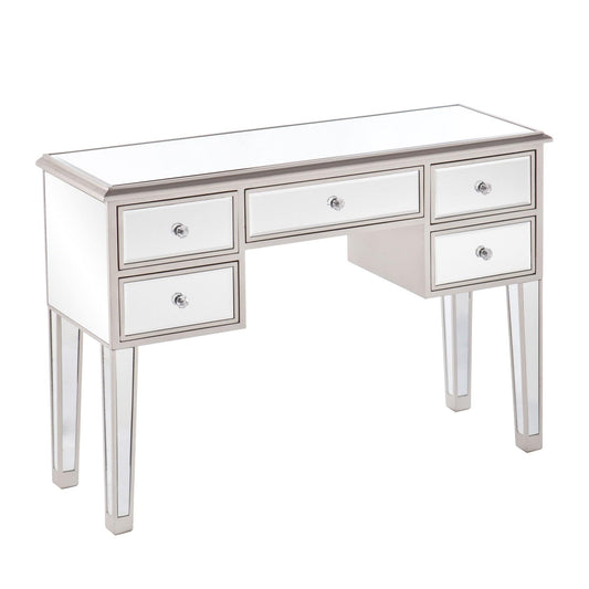 43" Silver Mirrored Glass Console Table And Drawers - Homeroots
