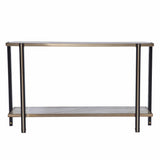 50" Smoky Black and Champagne Glass Mirrored Floor Shelf Console Table With Storage - Homeroots - Flyclothing LLC