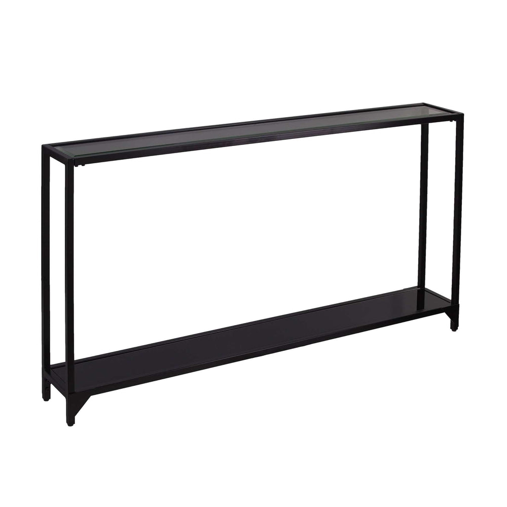 56" Clear and Black Glass Frame Console Table With Shelves - Homeroots - Flyclothing LLC