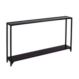56" Clear and Black Glass Frame Console Table With Shelves - Homeroots - Flyclothing LLC