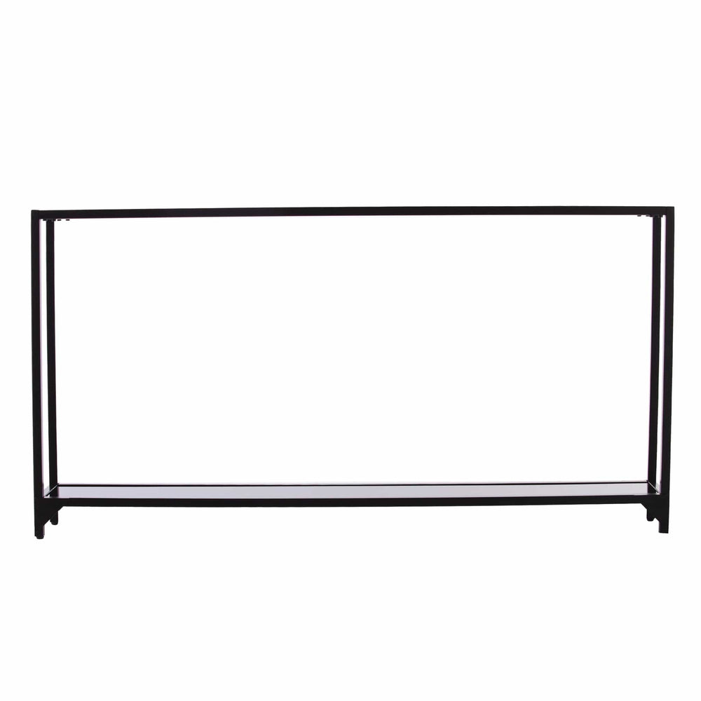 56" Clear and Black Glass Frame Console Table With Shelves - Homeroots - Flyclothing LLC