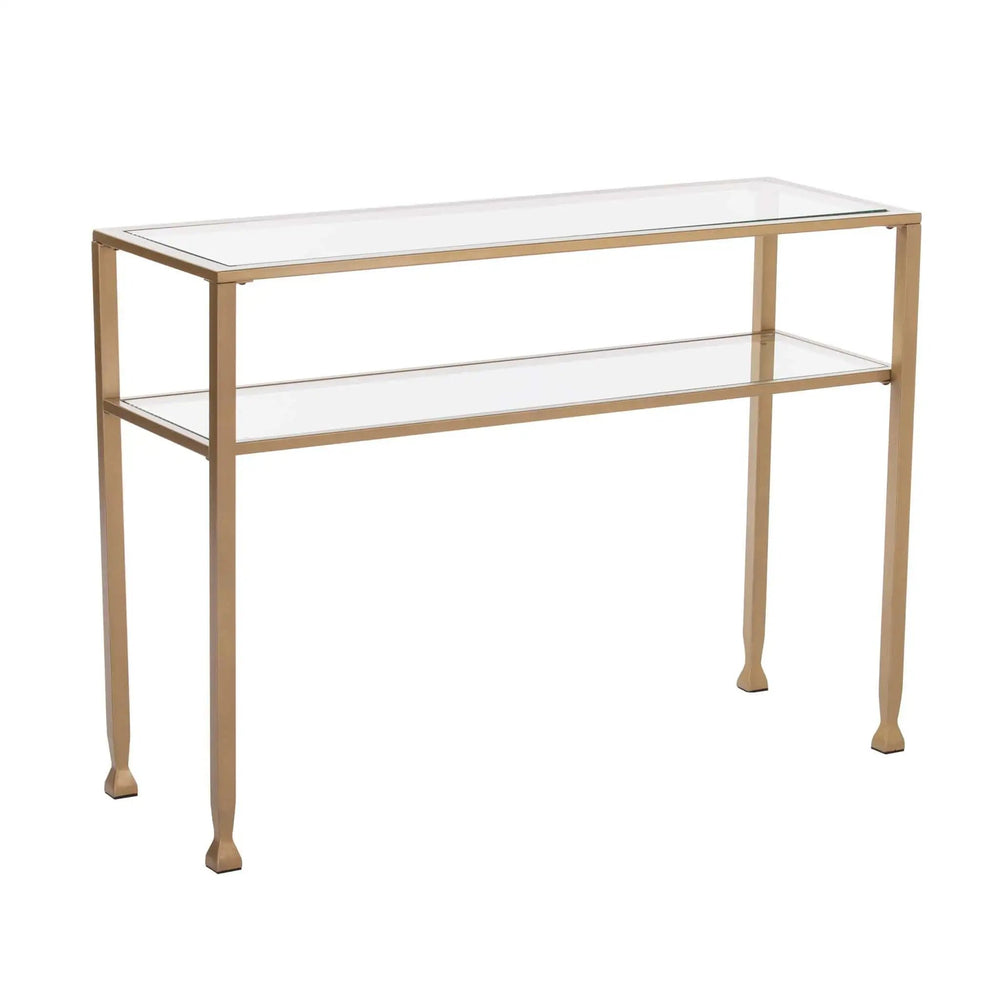 43" Clear and Gold Glass Console Table With Shelves - Homeroots - Flyclothing LLC