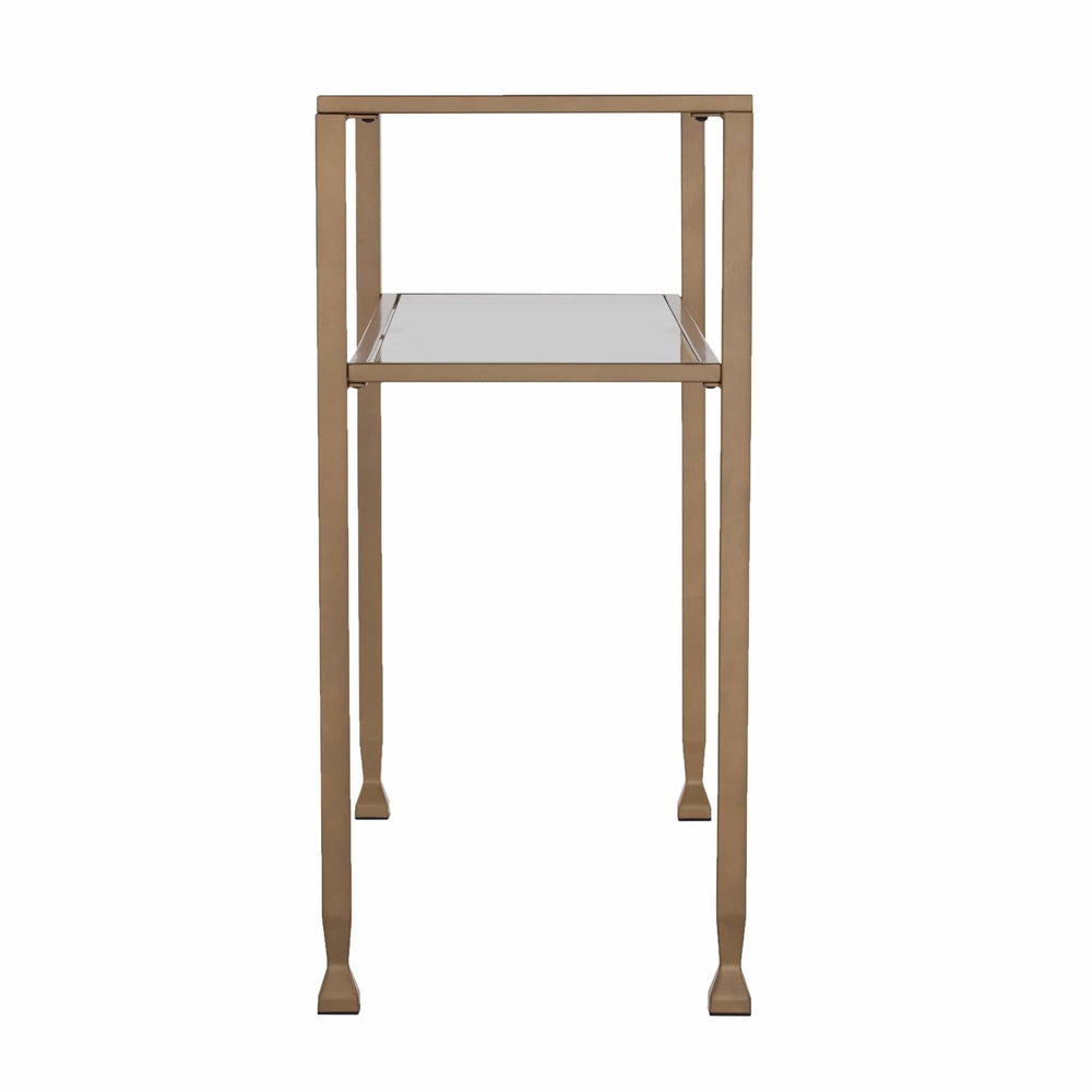 43" Clear and Gold Glass Console Table With Shelves - Homeroots - Flyclothing LLC