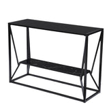 42" Black Glass Frame Console Table With Shelves - Homeroots - Flyclothing LLC