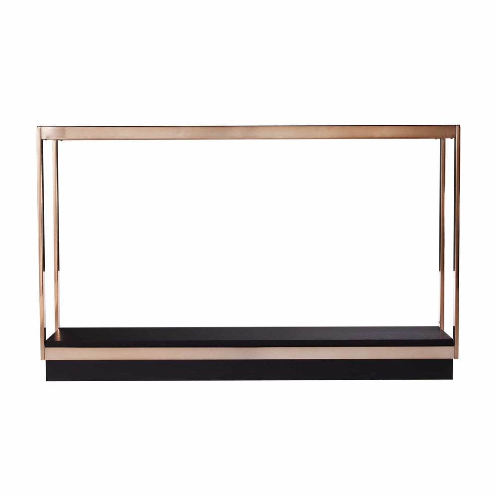 48" Clear and Champagne Glass Floor Shelf Console Table With Shelves - Homeroots - Flyclothing LLC