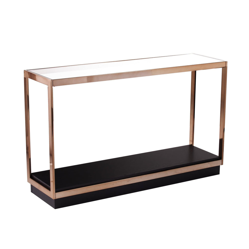 48" Clear and Champagne Glass Floor Shelf Console Table With Shelves - Homeroots - Flyclothing LLC