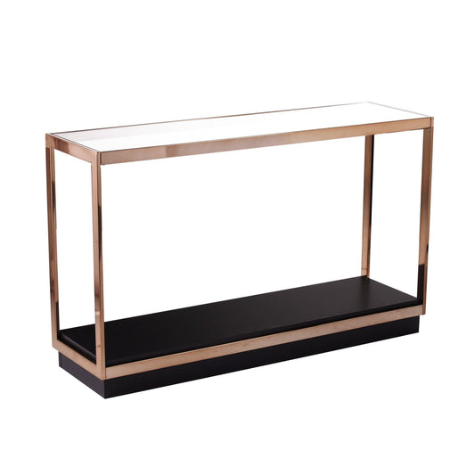 48" Clear and Champagne Glass Floor Shelf Console Table With Shelves - Homeroots