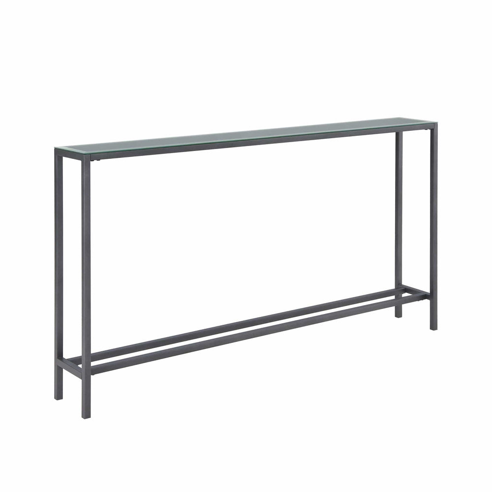 56" Silver and Gunmetal Mirrored Glass Console Table - Homeroots - Flyclothing LLC