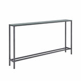 56" Silver and Gunmetal Mirrored Glass Console Table - Homeroots - Flyclothing LLC