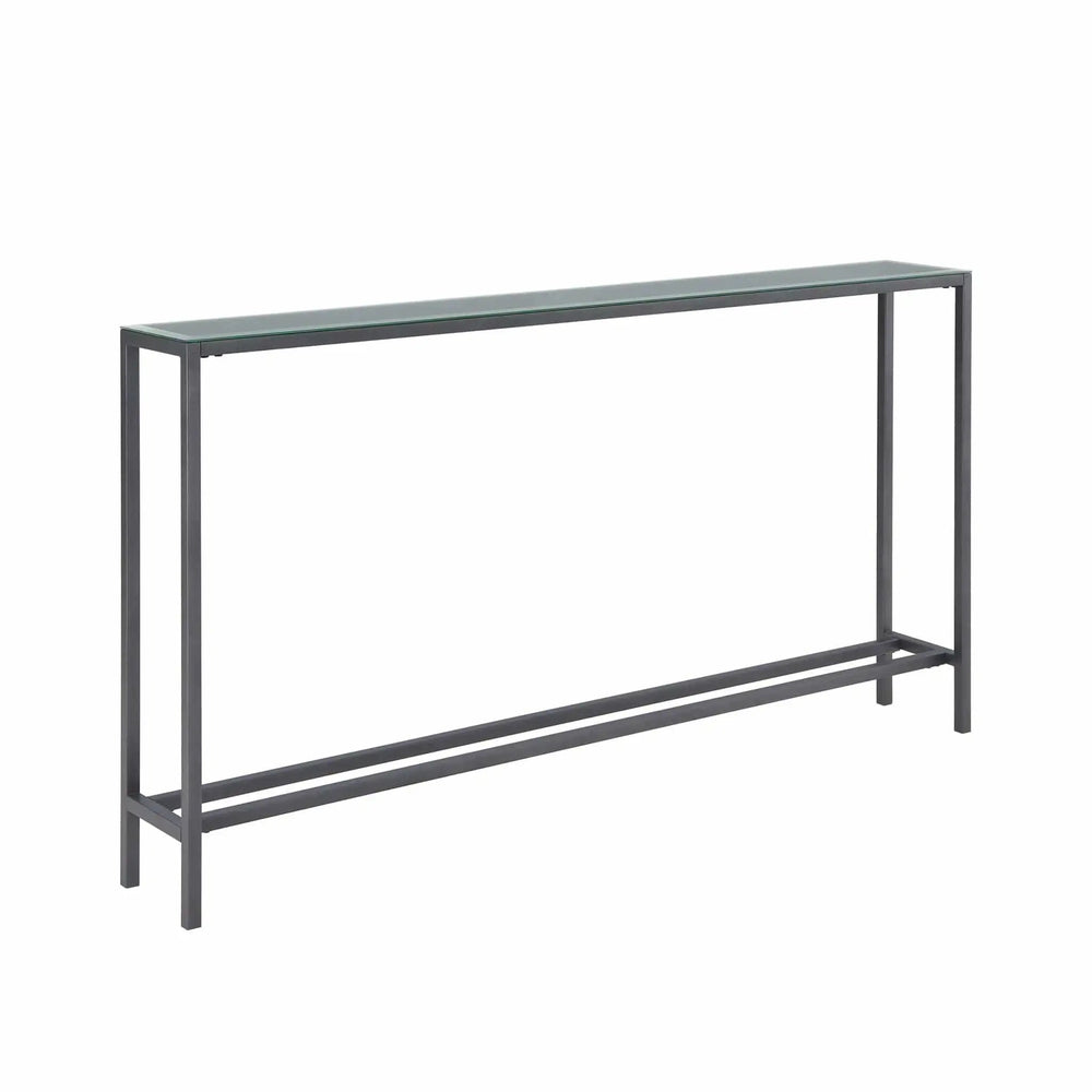 56" Silver and Gunmetal Mirrored Glass Console Table - Homeroots - Flyclothing LLC