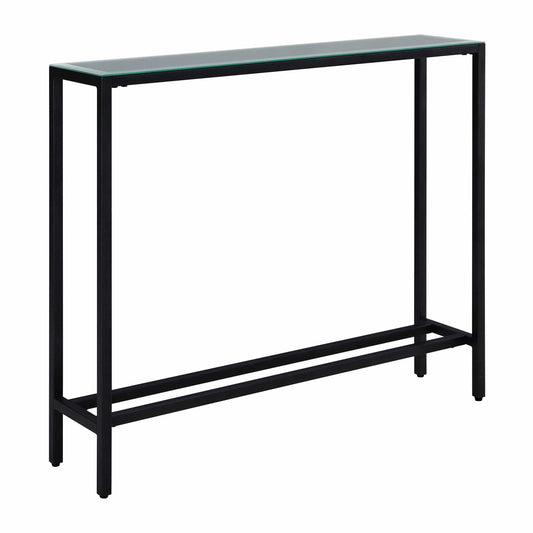 36" Black Mirrored Glass Console Table - Homeroots