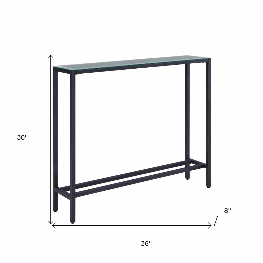 36" Black and Gunmetal Mirrored Glass Console Table - Homeroots - Flyclothing LLC