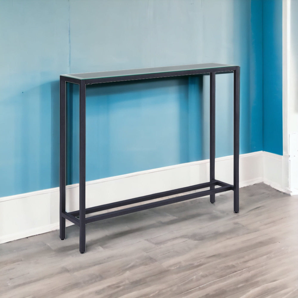 36" Black and Gunmetal Mirrored Glass Console Table - Homeroots - Flyclothing LLC