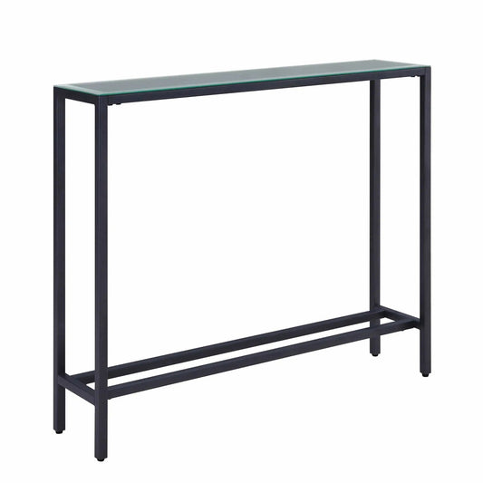 36" Black and Gunmetal Mirrored Glass Console Table - Homeroots