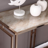 44" Champagne and Gold Faux Marble Frame Console Table - Homeroots - Flyclothing LLC