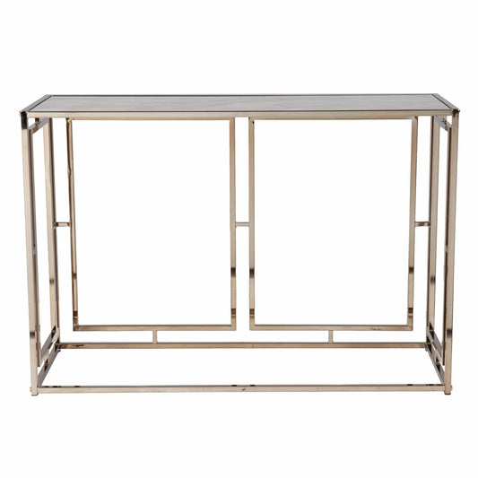 44" Champagne and Gold Faux Marble Frame Console Table - Homeroots