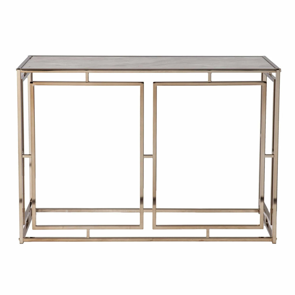 44" Champagne and Gold Faux Marble Frame Console Table - Homeroots - Flyclothing LLC