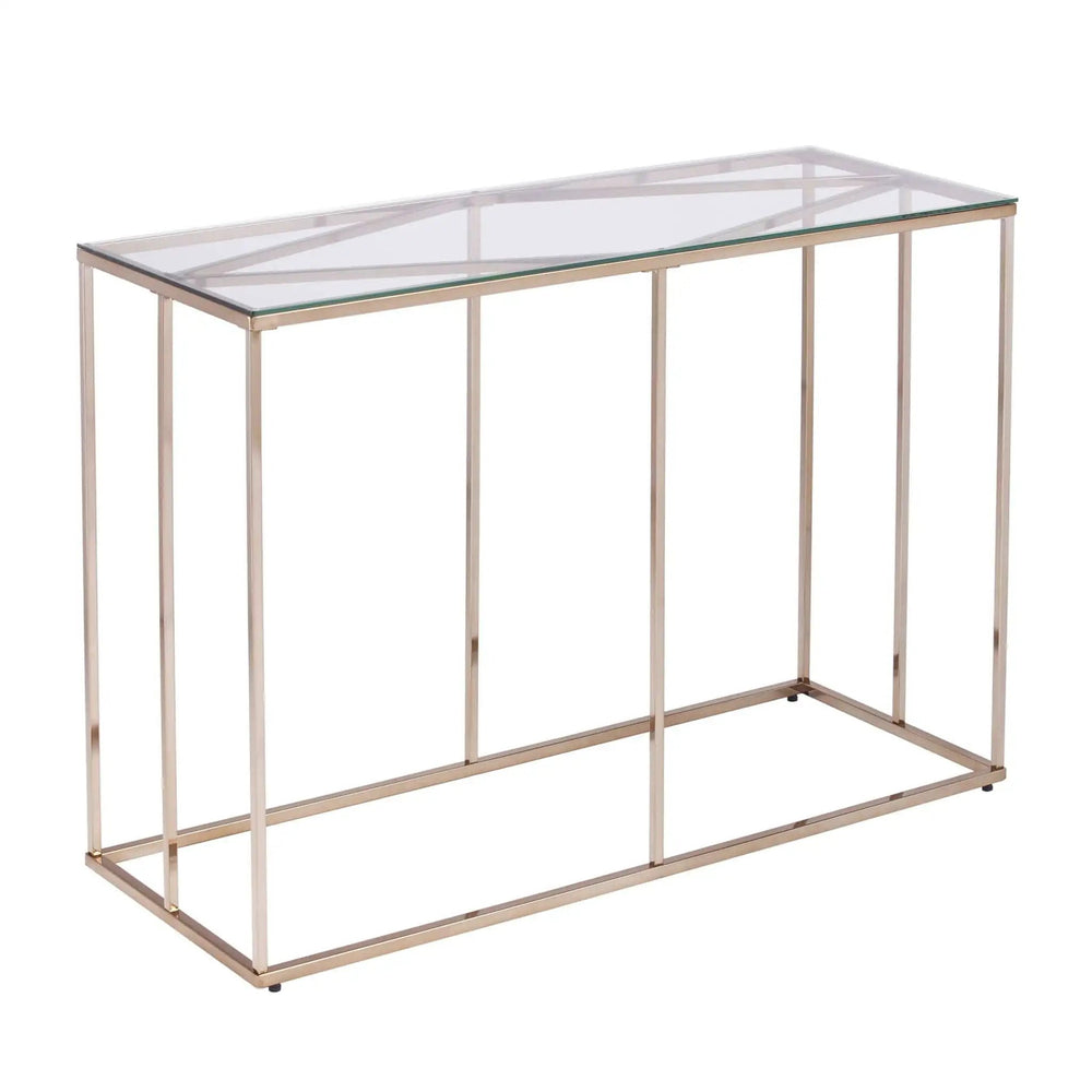 42" Clear and Gold Glass Frame Console Table - Homeroots - Flyclothing LLC