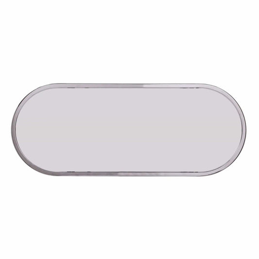 42" Silver Mirrored Glass Oval Cross Leg Console Table With Shelves - Homeroots