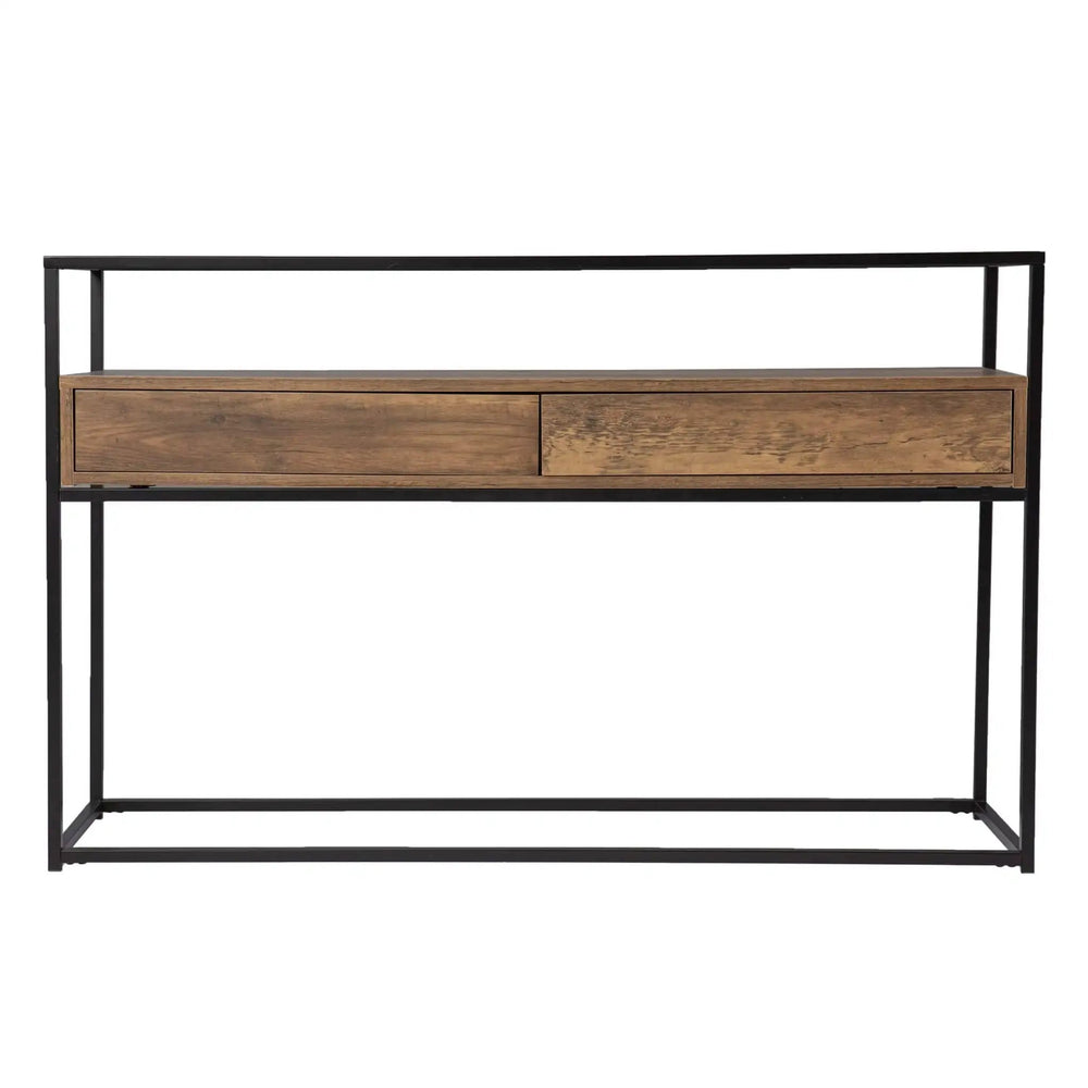 48" Clear and Black Glass Frame Console Table With Storage With Storage - Homeroots - Flyclothing LLC