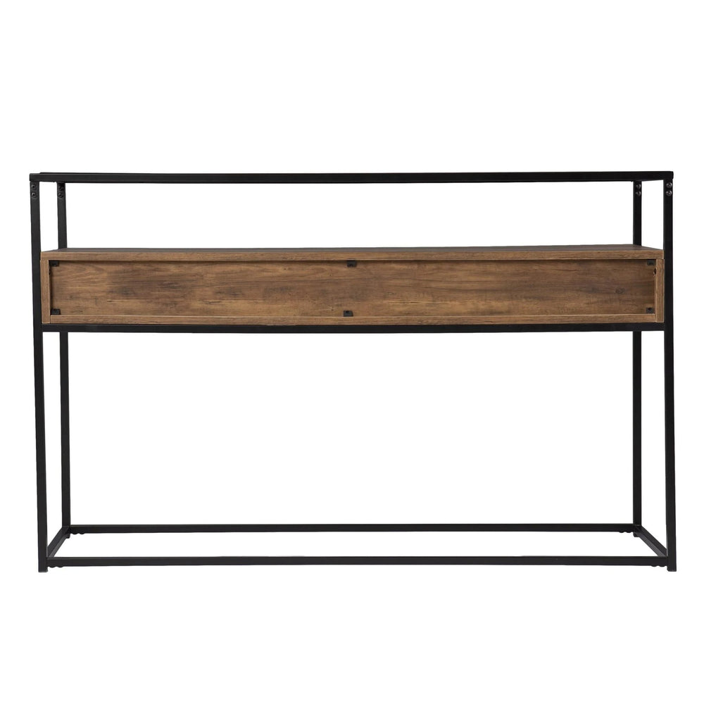 48" Clear and Black Glass Frame Console Table With Storage With Storage - Homeroots - Flyclothing LLC