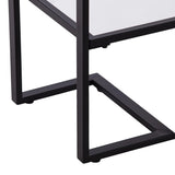 52" Clear and Black Glass Mirrored Sled Console Table With Shelves - Homeroots - Flyclothing LLC