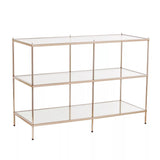 42" Clear and Gold Glass Mirrored Frame Console Table With Shelves - Homeroots - Flyclothing LLC