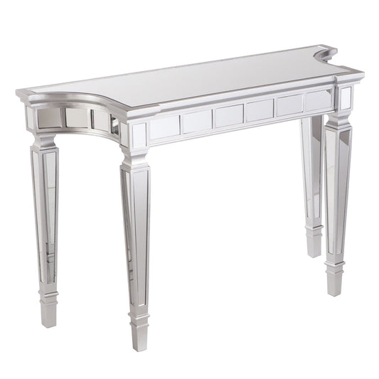 45" Silver Mirrored Glass Free Form Console Table - Homeroots