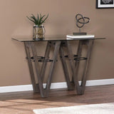 46" Clear and Gray Brown Glass Abstract Console Table - Homeroots - Flyclothing LLC