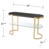 49" Gray and Gold Solid Wood Oval Sled Console Table With Storage - Homeroots - Flyclothing LLC