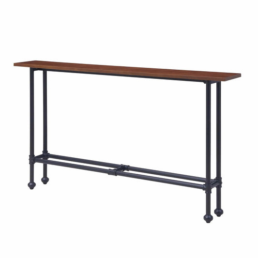 56" Espresso and Black Console Table - Homeroots
