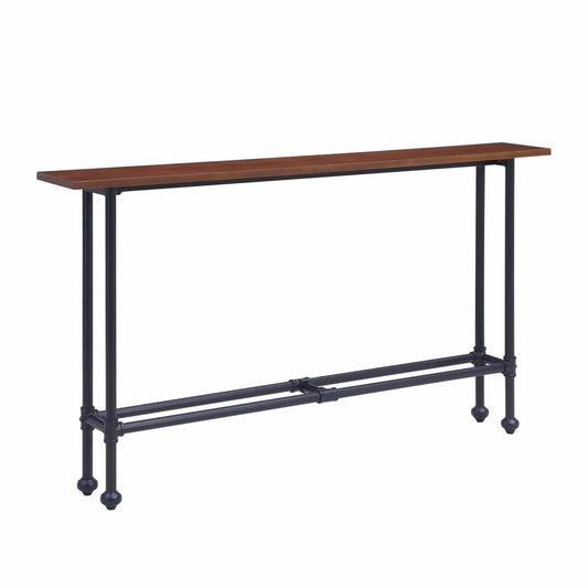 56" Espresso and Black Console Table - Homeroots