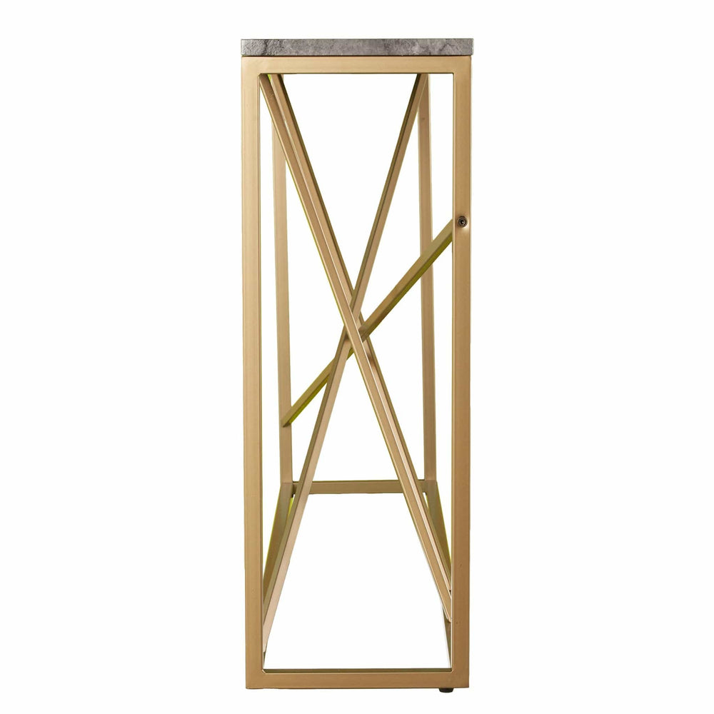 52" Gray and Gold Faux Marble Frame Console Table - Homeroots - Flyclothing LLC