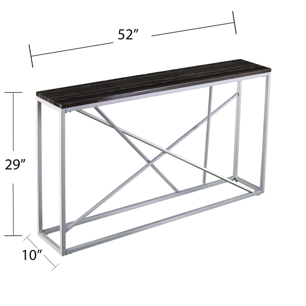 52" Black and Silver Faux Stone Frame Console Table - Homeroots - Flyclothing LLC