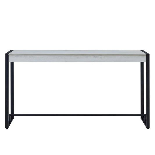 54" White and Black Distressed Sled Console Table - Homeroots