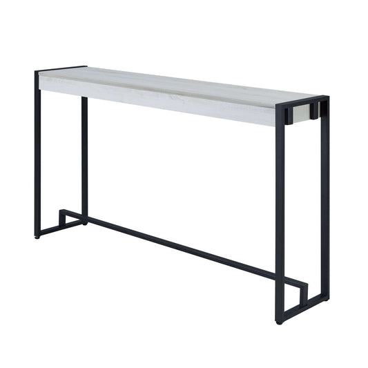 54" White and Black Distressed Sled Console Table - Homeroots