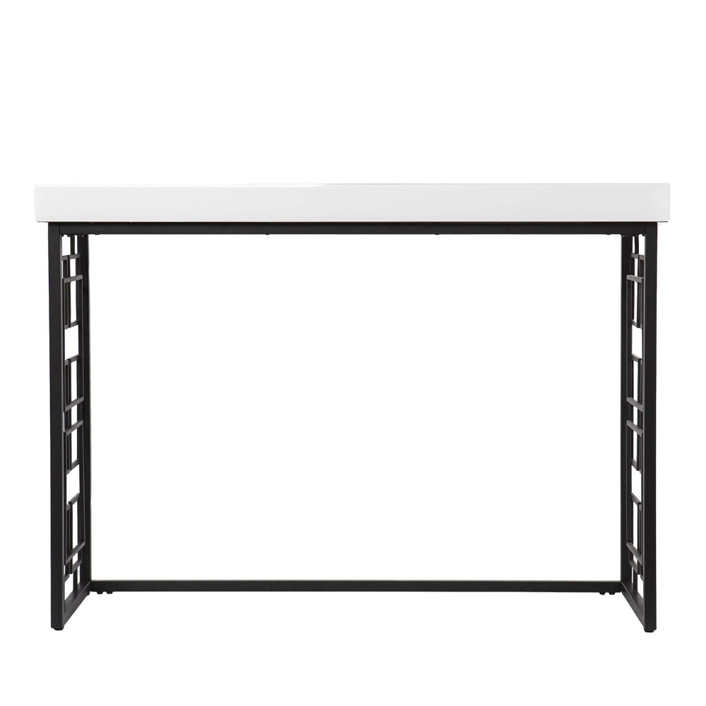 42" White and Black Glass Sled Console Table - Homeroots - Flyclothing LLC