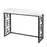 42" White and Black Glass Sled Console Table - Homeroots - Flyclothing LLC