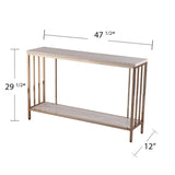 48" Champagne and Gold Faux Stone Floor Shelf Console Table With Storage - Homeroots - Flyclothing LLC