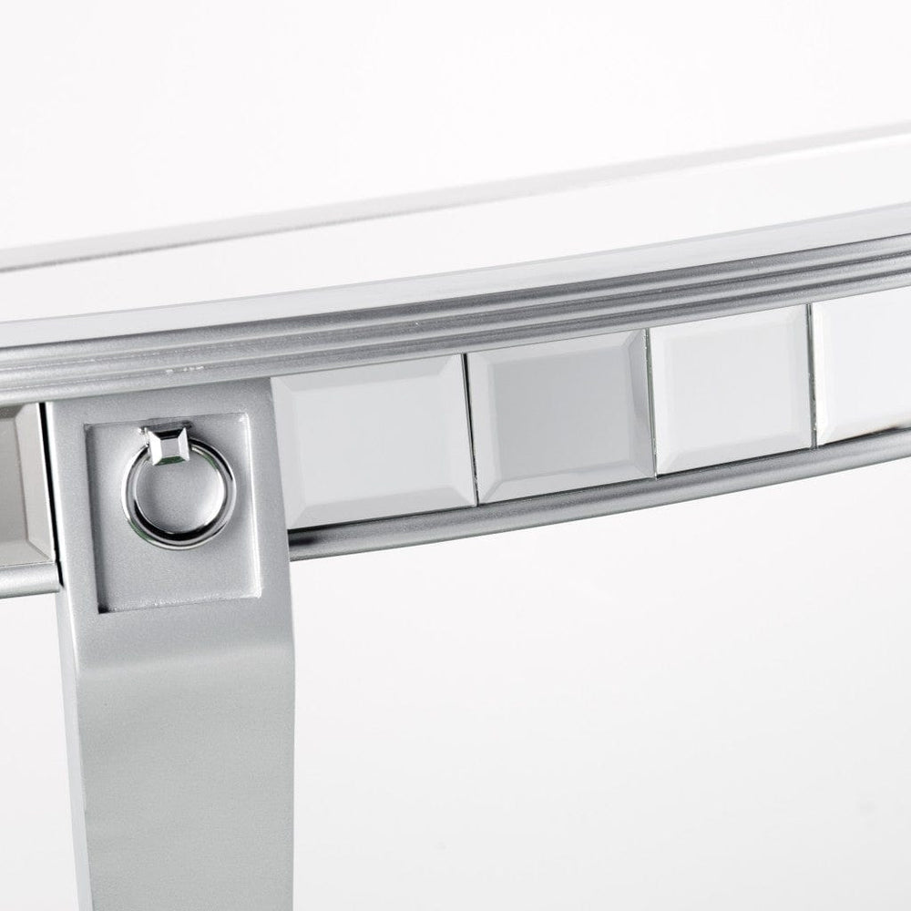 46" Silver Mirrored Glass Half Circle Console Table With Storage - Homeroots - Flyclothing LLC