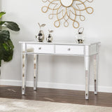 40" Silver Mirrored Glass Console Table And Drawers - Homeroots - Flyclothing LLC