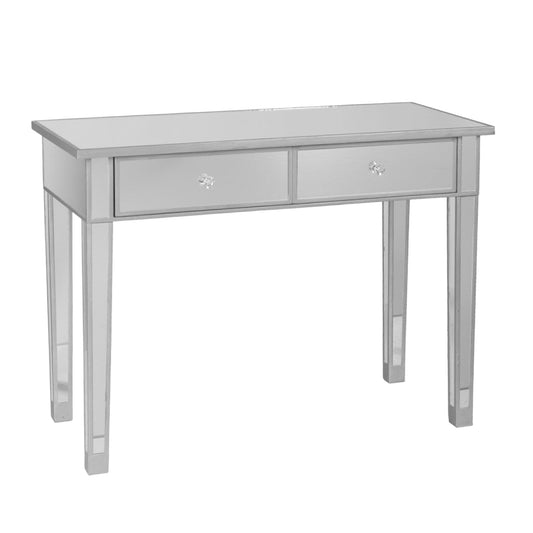 40" Silver Mirrored Glass Console Table And Drawers - Homeroots