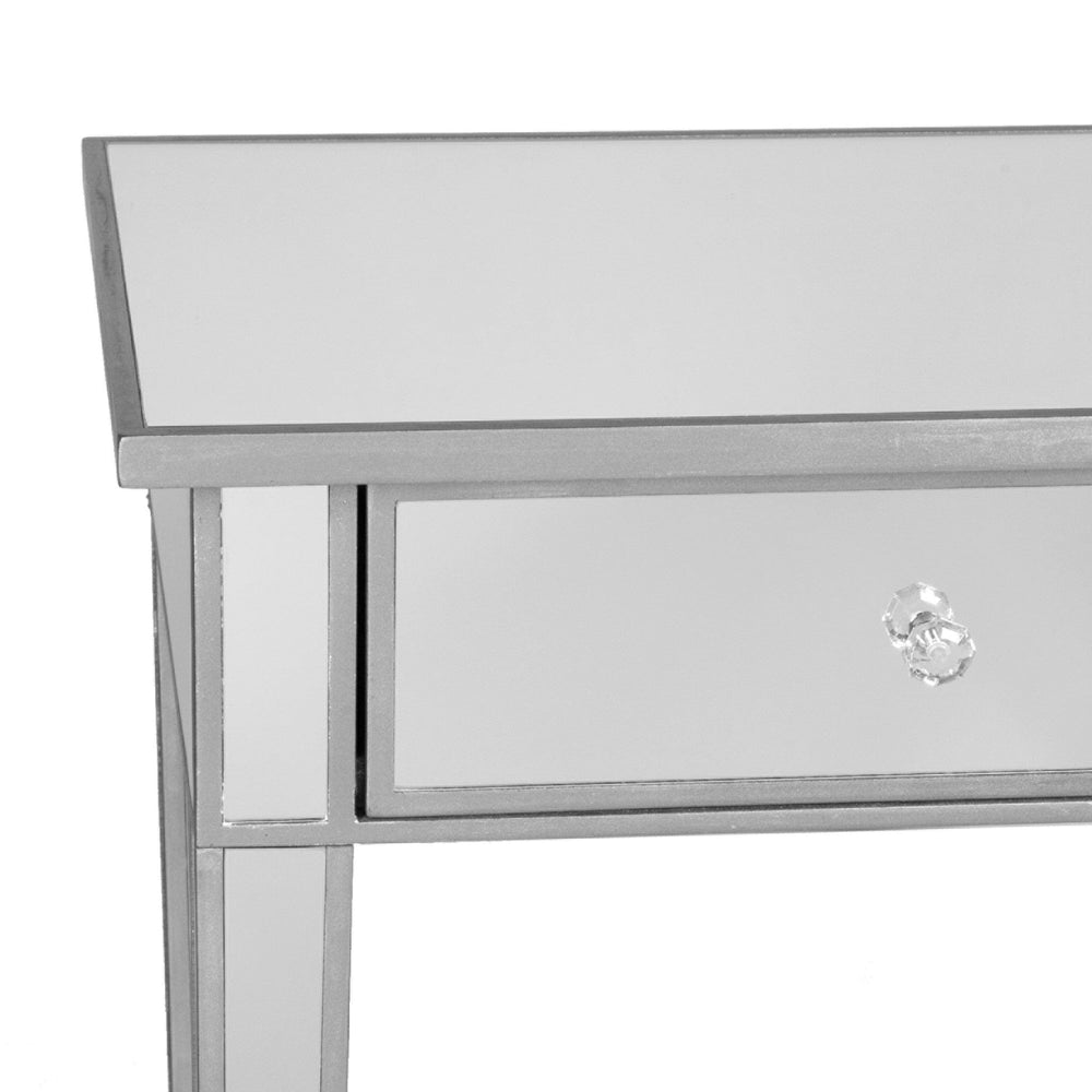 40" Silver Mirrored Glass Console Table And Drawers - Homeroots - Flyclothing LLC