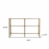 49" Clear and Gold Glass Floor Shelf Console Table With Storage - Homeroots - Flyclothing LLC