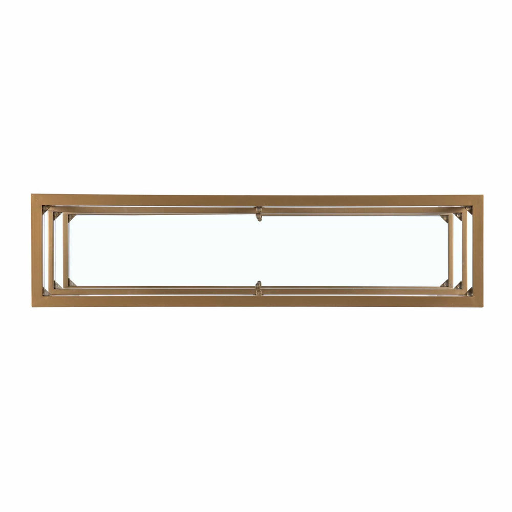 49" Clear and Gold Glass Floor Shelf Console Table With Storage - Homeroots - Flyclothing LLC