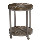 24" Brown Manufactured Wood And Iron Round End Table With Shelf - Homeroots