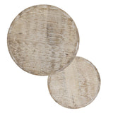 Set Of Two 21" White Solid Wood And Iron Round Nested Tables - Homeroots