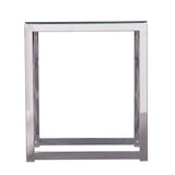 22" Chrome Glass And Iron Square End Table - Homeroots